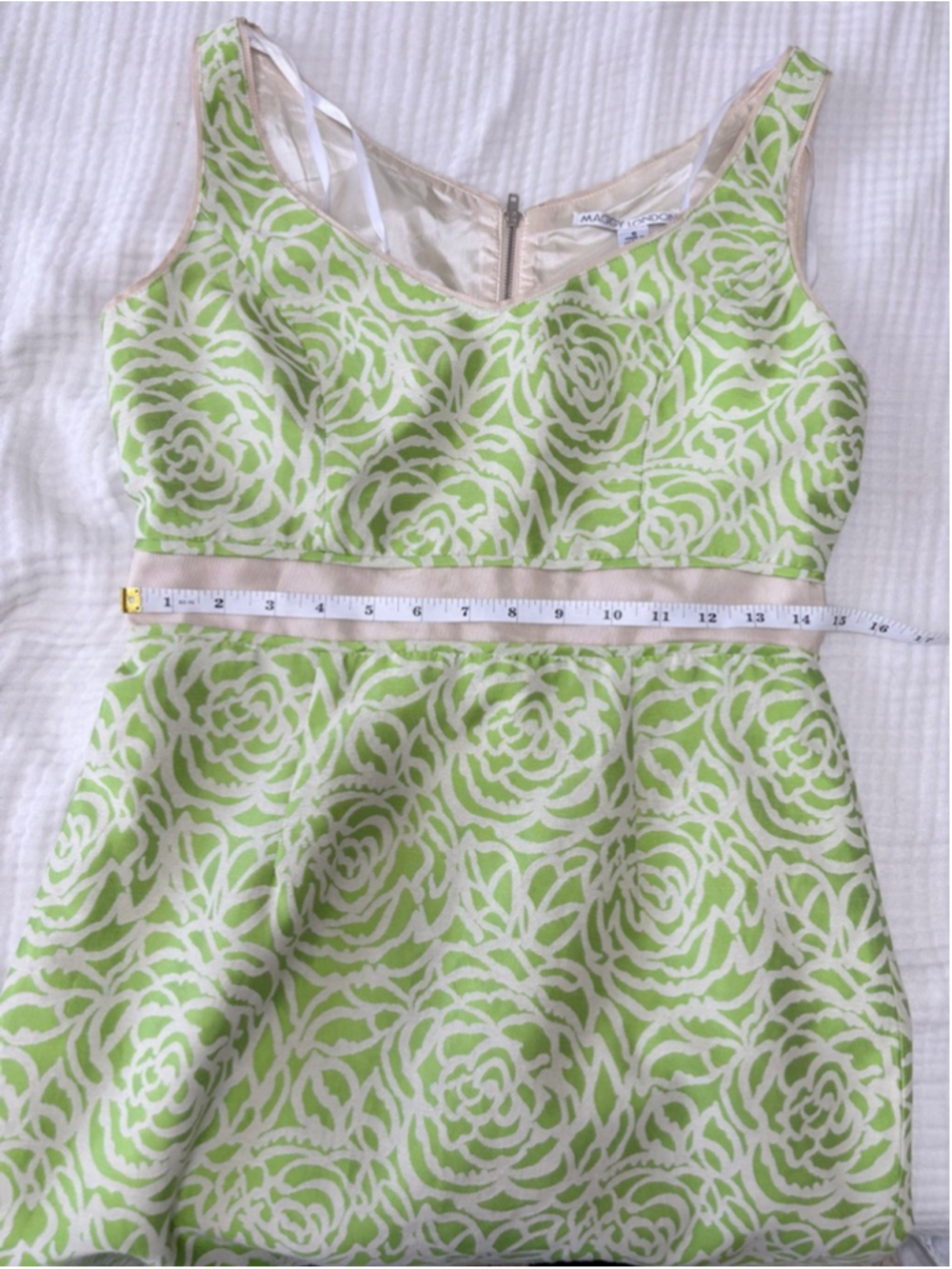 Women's Maggy London Green & Beige Floral Sheath Dress Size 6 - Picture 6 of 11